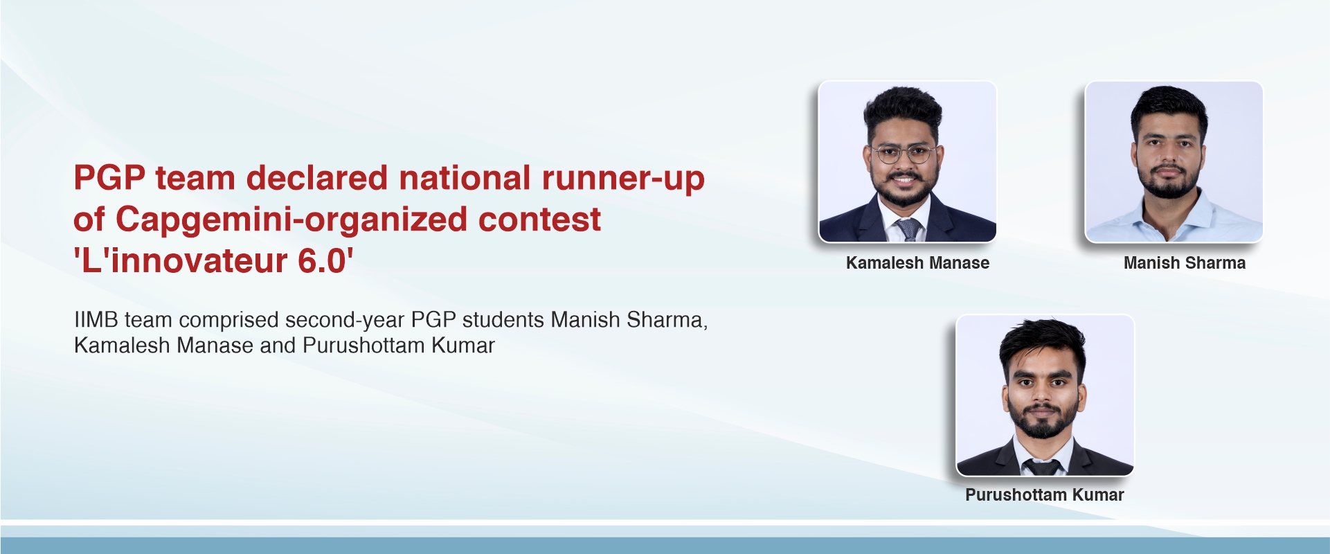 PGP team declared national runner-up of Capgemini-organized contest ‘L'innovateur 6.0’