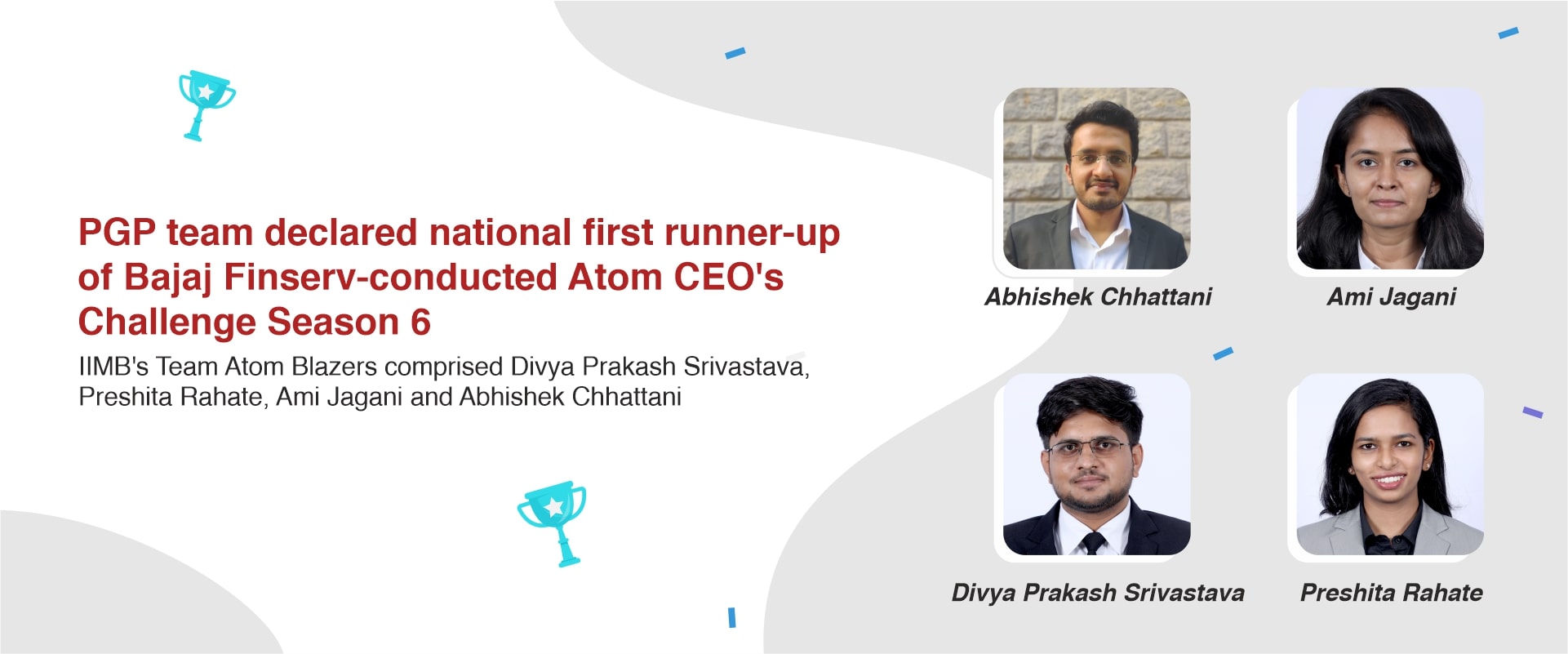 PGP team declared national first runner-up of Bajaj Finserv-conducted Atom CEO's Challenge Season 6