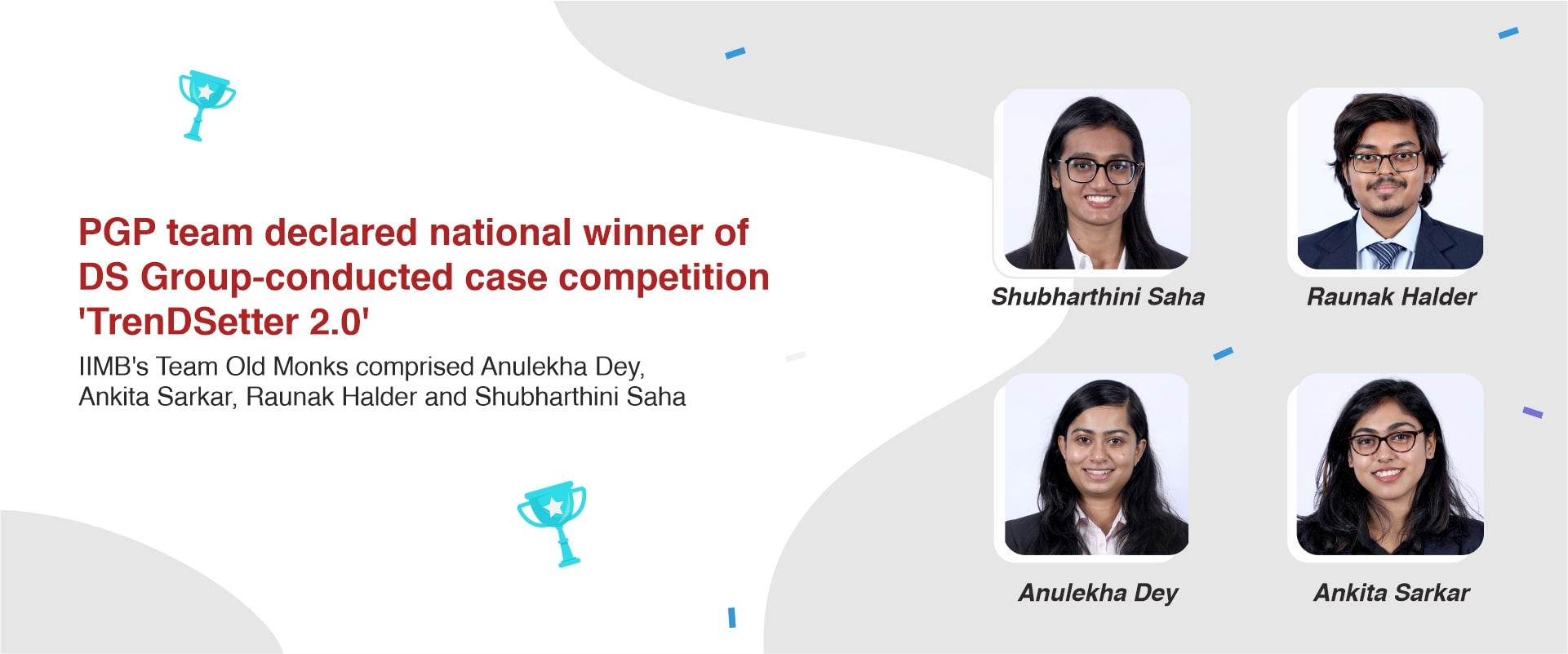 PGP team declared national winner of DS Group-conducted case competition ‘TrenDSetter 2.0’ 