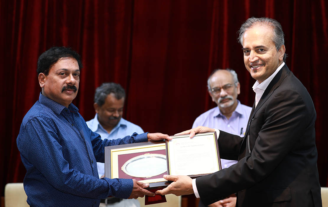 Surya Kumar, staff member on completing 40 years at IIM Bangalore.