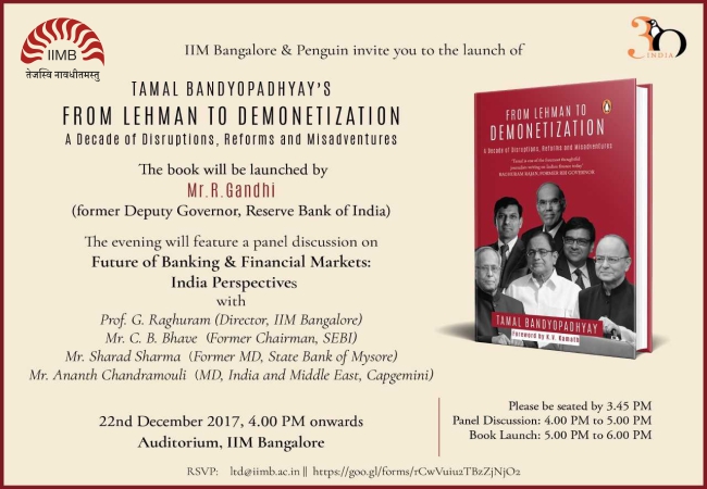 IIMB hosts Round Table on Future of Banking and Financial Markets: India Perspectives & launch of Tamal Bandyopadhyay’s book