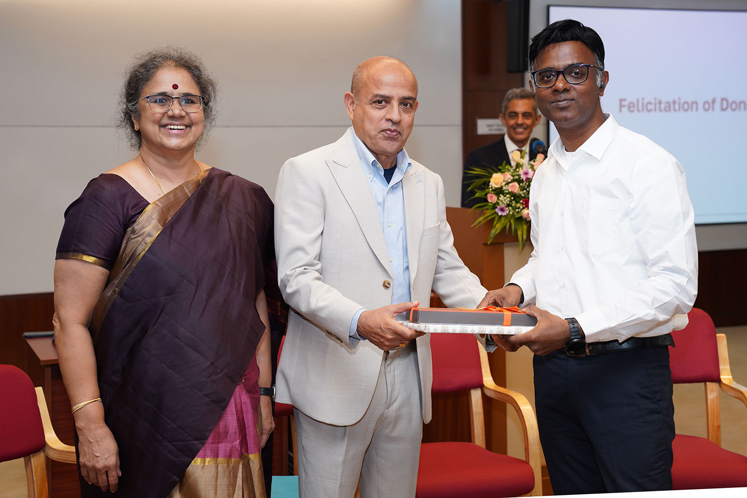 Donors’ felicitation 2 --Prof. Vasanthi Srinivasan, Prof. Sundar Venkatesh, Balamurugan Sakthivel Palaniswamy --  donor from HCL Guvi