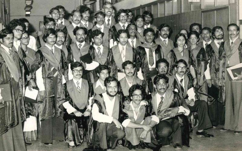 Students from PGP batch 1978-1980 dressed up for Convocation.