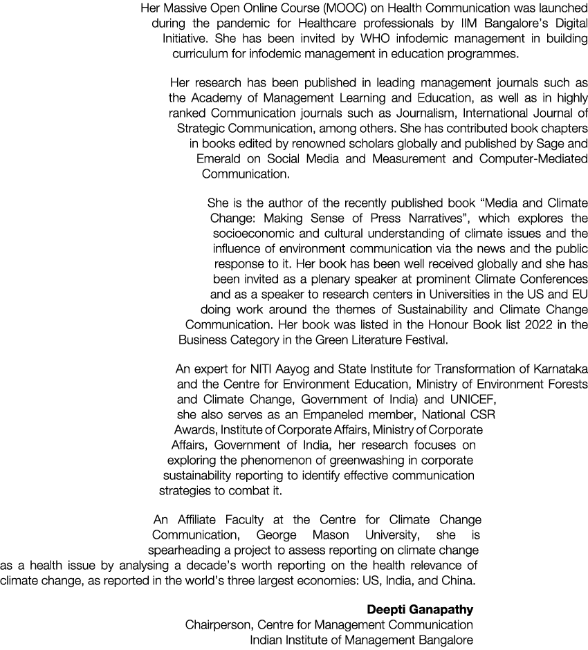 Her Massive Open Online Course (MOOC) on Health Communication was launched during the pandemic for Healthcare profess...