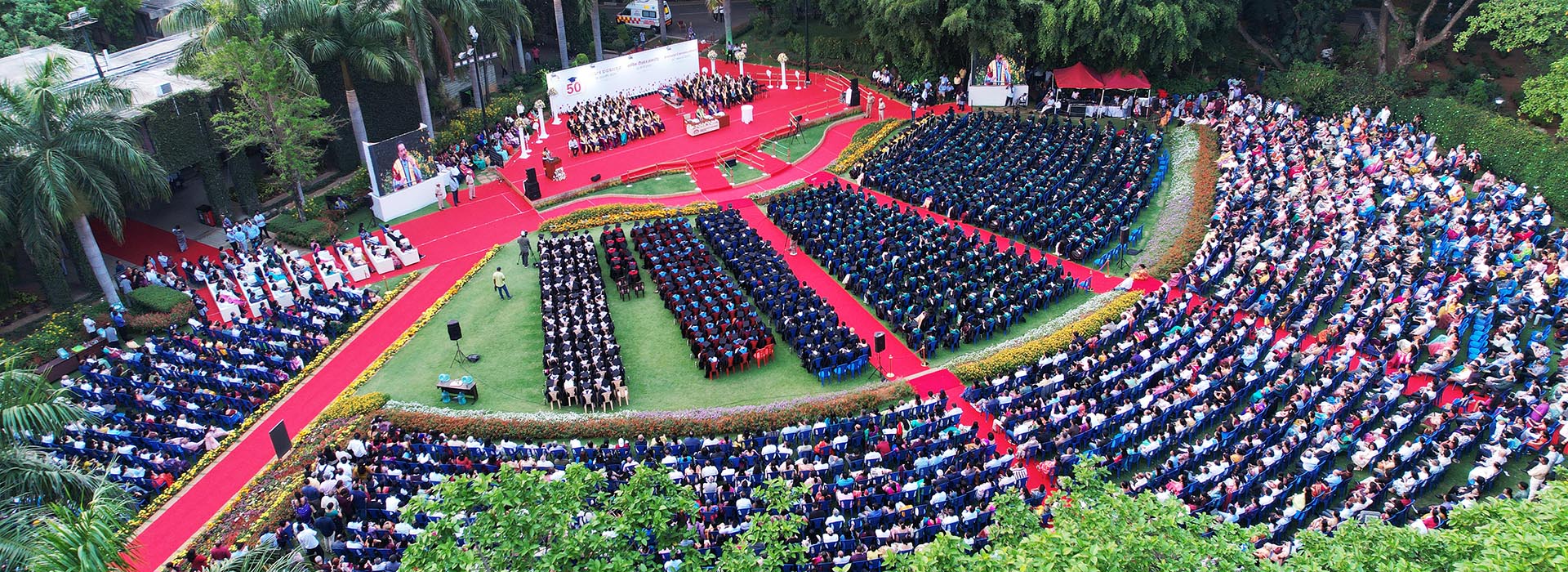 Aerial shot students at IIM Bangalore