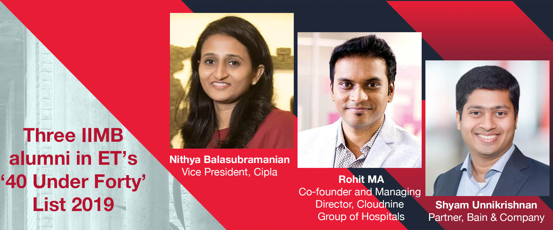 Three IIMB alumni in ET’s ‘40 Under Forty’ List 2019