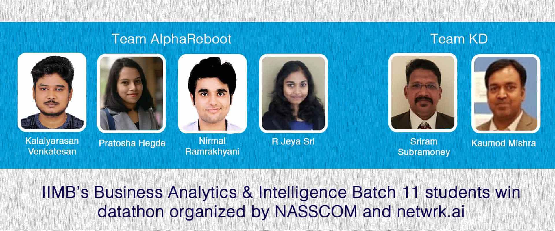 IIMB’s Business Analytics & Intelligence Batch 11 students win datathon organized by NASSCOM and netwrk.ai