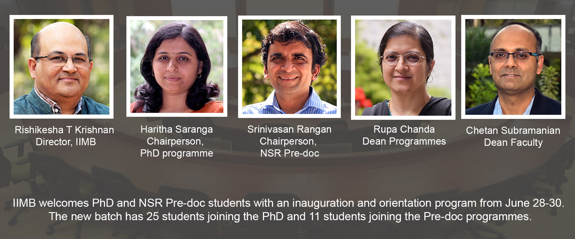 IIMB welcomes PhD and NSR Pre-doc students with an inauguration and orientation program from June 28-30