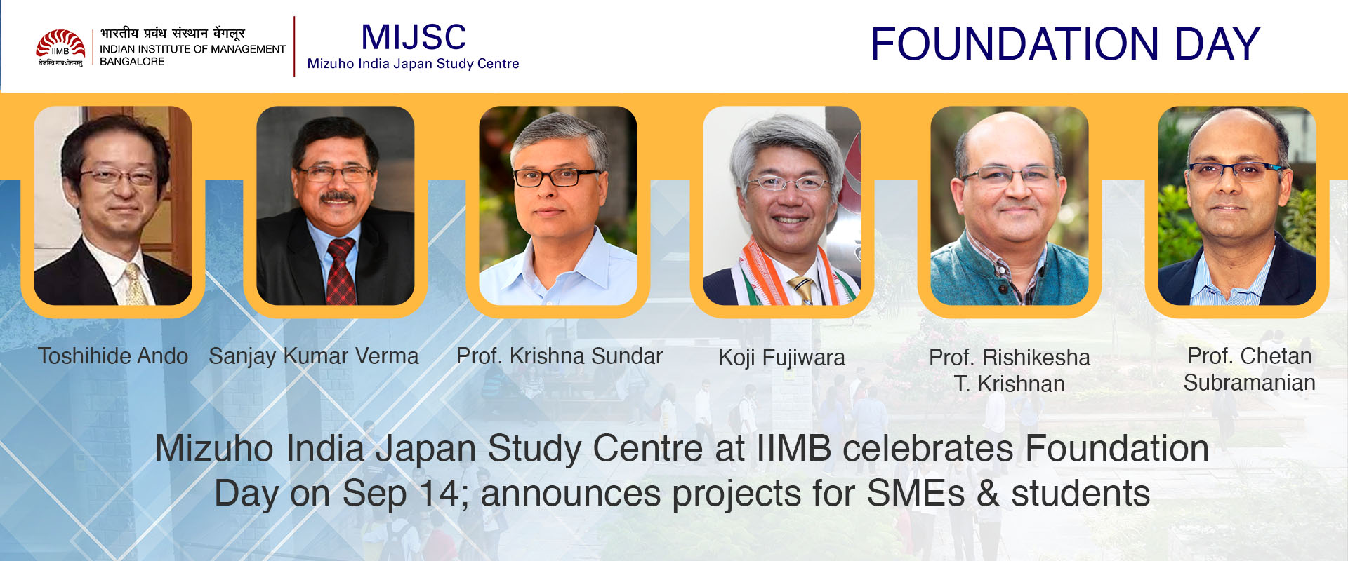 Mizuho India Japan Study Centre at IIMB celebrates Foundation Day on Sep 14; announces projects for SMEs & students