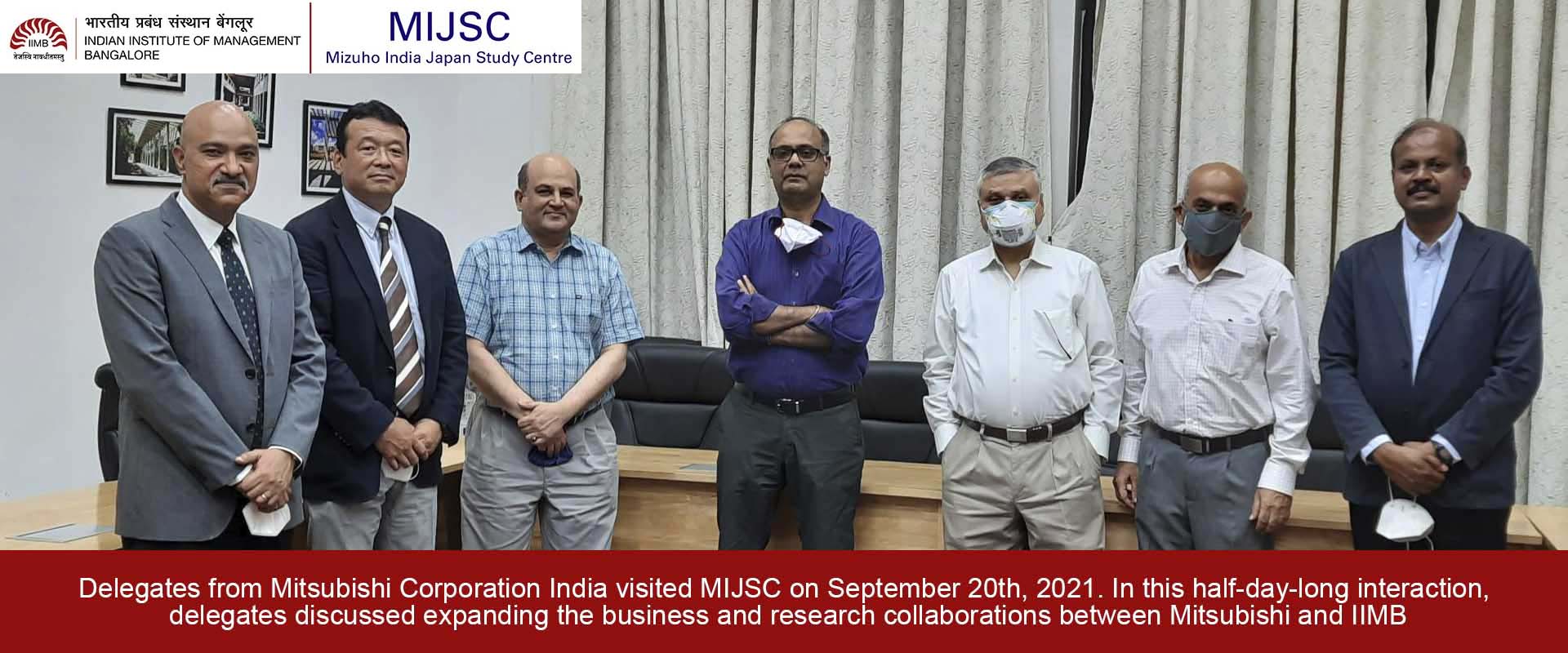 Delegates from Mitsubishi Corporation India visited MIJSC on September 20th, 2021. In this half-day-long interaction, delegates discussed expanding the business and research collaborations between Mitsubishi and IIMB.
