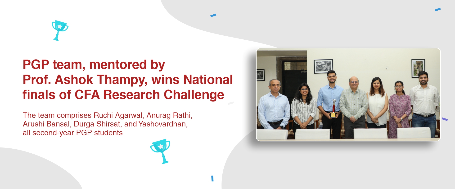 PGP team, mentored by Prof. Ashok Thampy, wins National finals of CFA Research Challenge