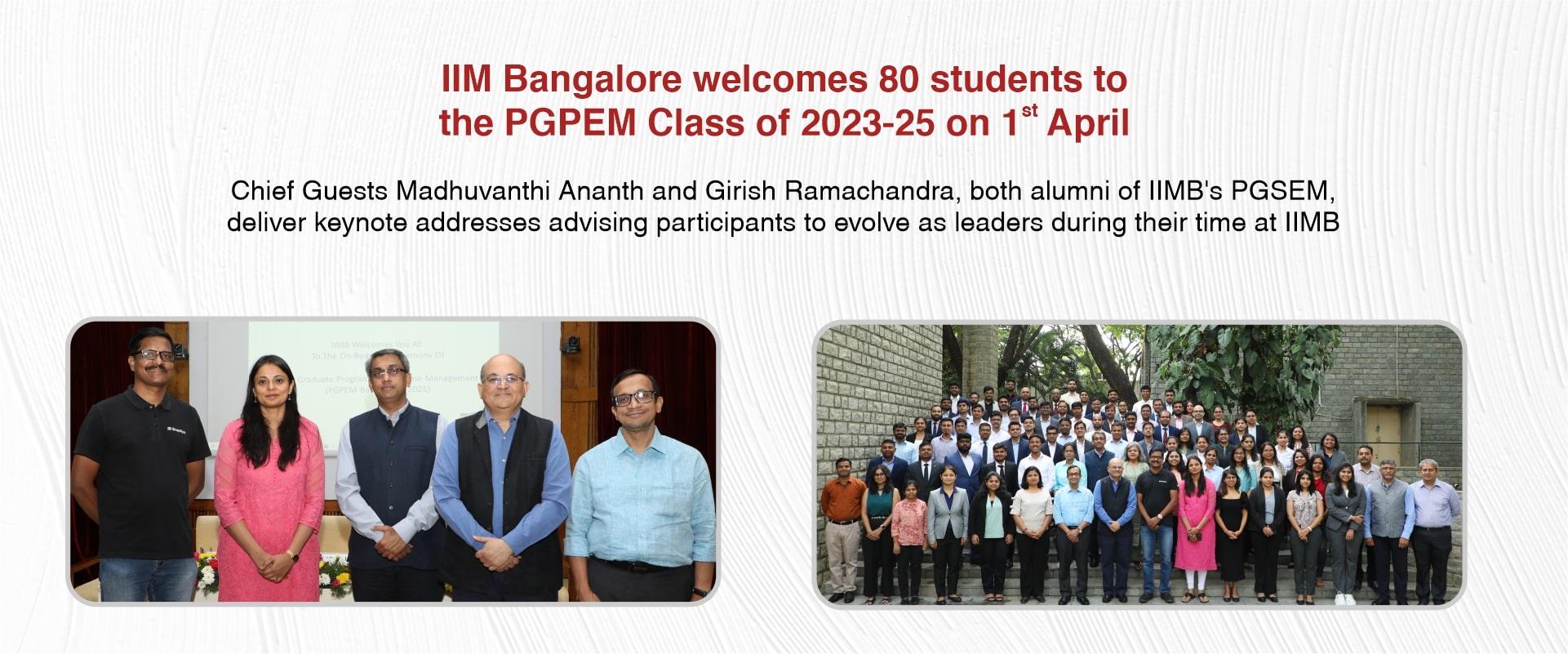 IIM Bangalore welcomes 80 students to the PGPEM Class of 2023-25 on 1st April