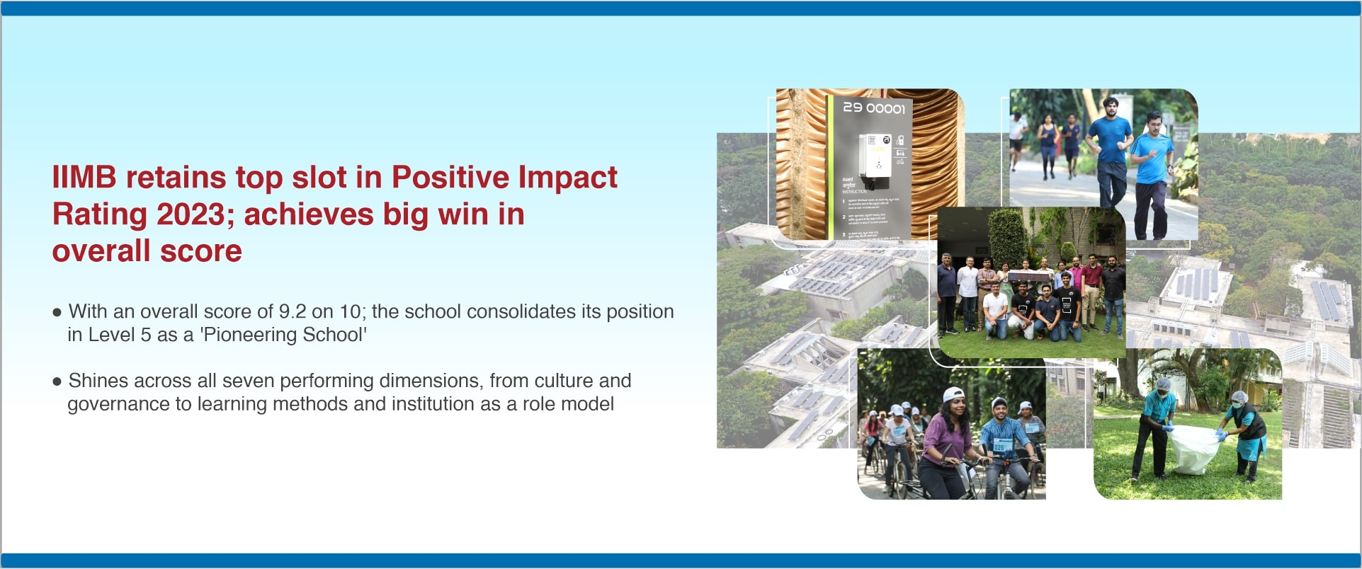 IIMB retains top slot in Positive Impact Rating 2023; achieves big win in Overall score