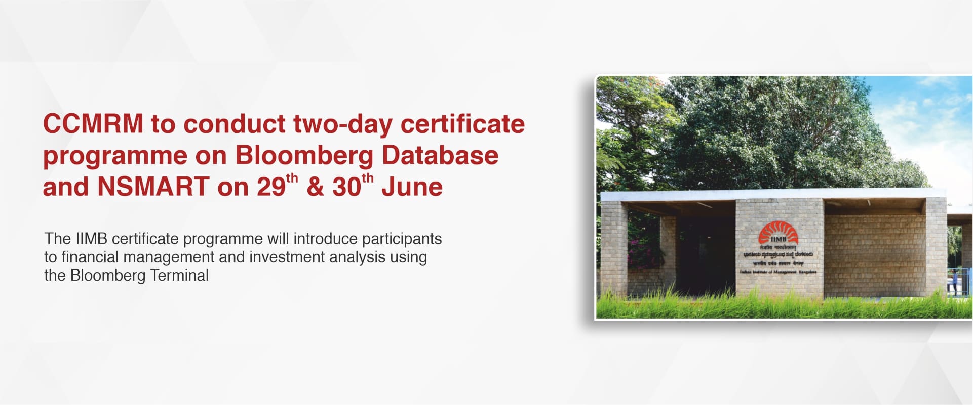 CCMRM-Bloomberg & NSMART prog-29th & 30th June 2023