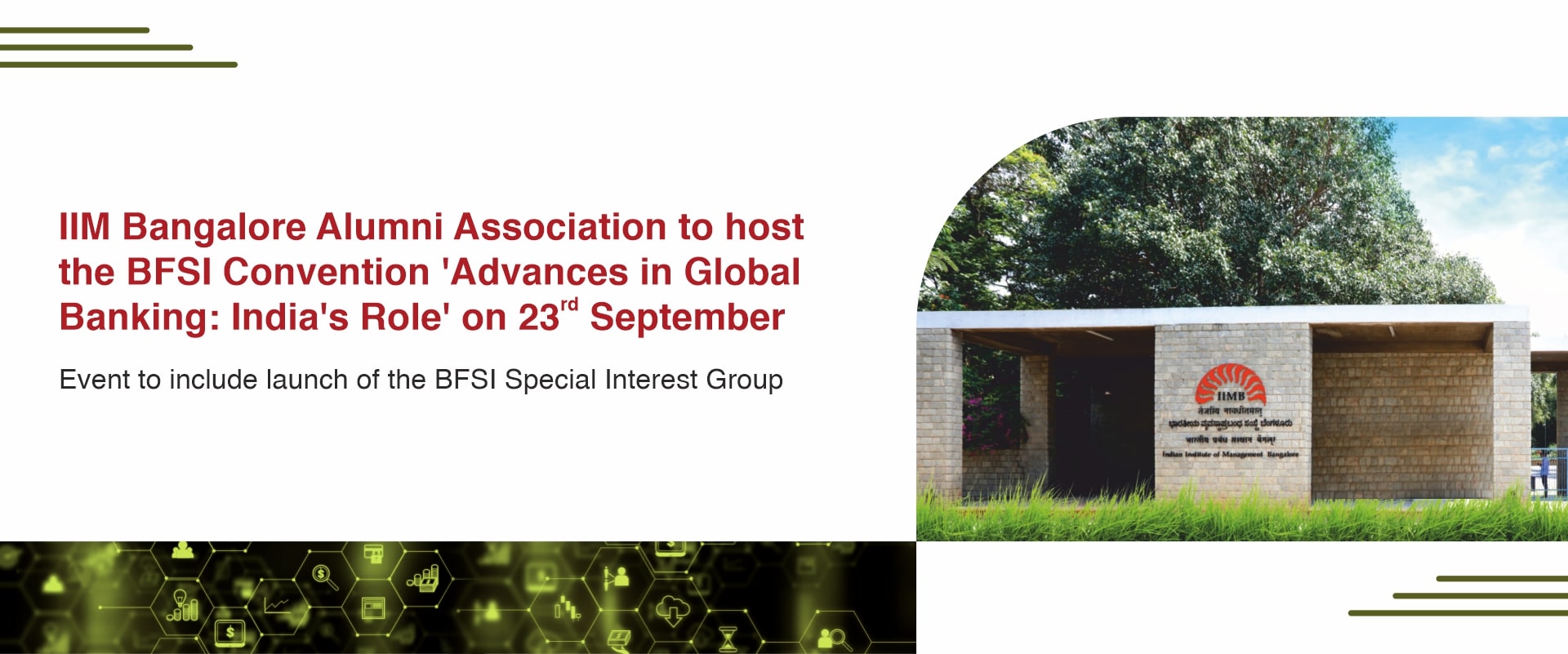 IIM Bangalore Alumni Association to host the BFSI Convention ‘Advances in Global Banking: India's Role’ on 23rd September 