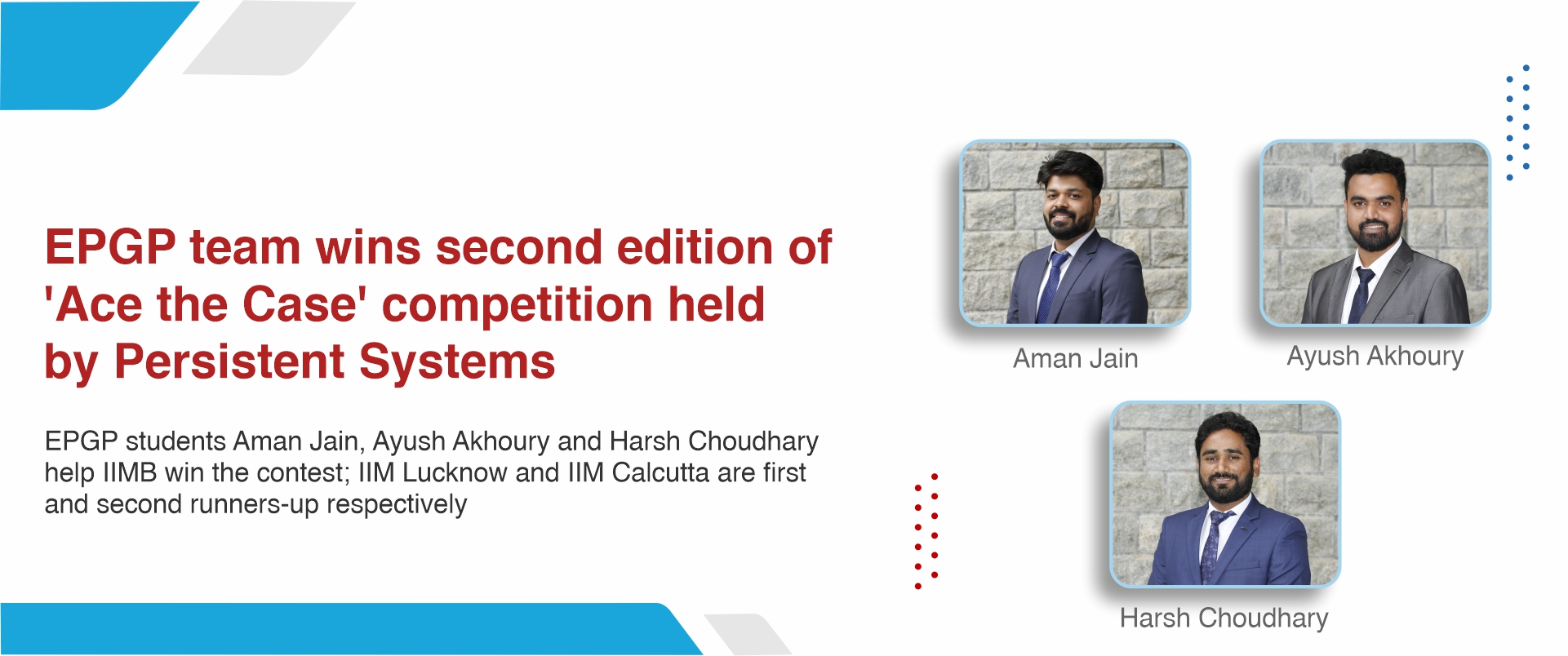 EPGP team wins second edition of ‘Ace the Case’ competition held by Persistent Systems