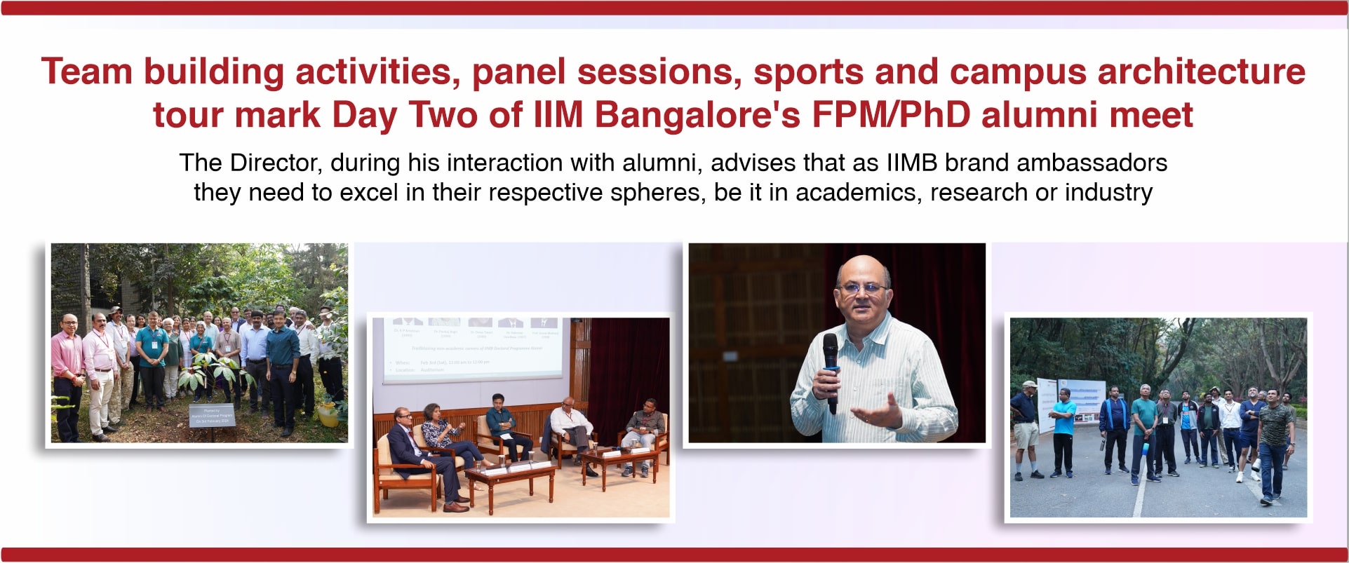 Team building activities, panel sessions, sports and campus architecture tour mark Day Two of IIM Bangalore’s FPM/PhD alumni meet