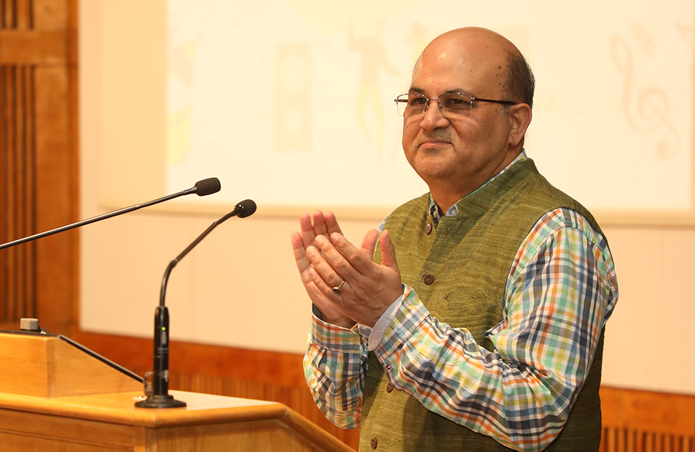 Prof. Rishikesha T Krishnan, Director, IIMB, addresses the gathering during Pehel 2022.