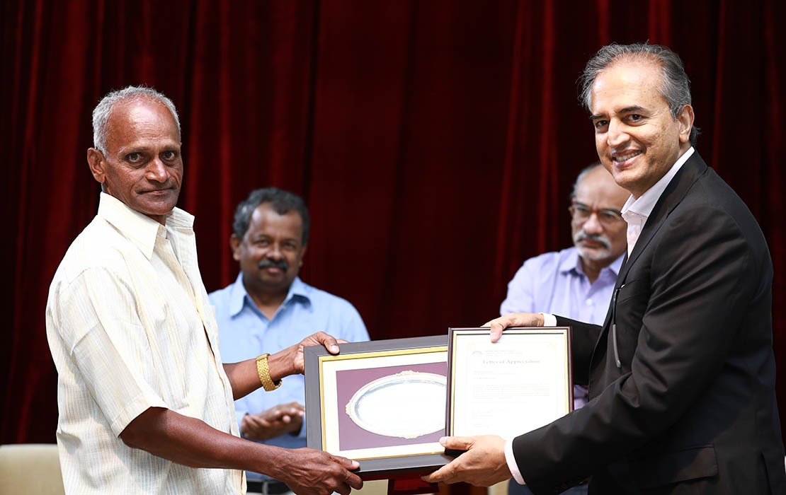 Ramaswamy C, staff member on completing 40 years at IIMB.