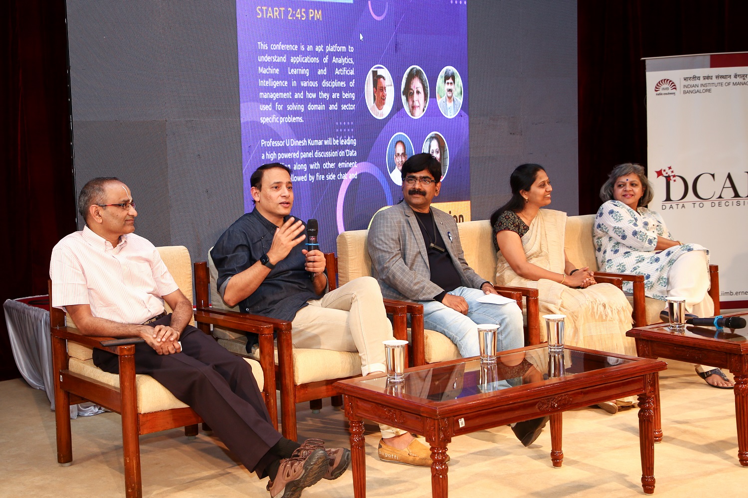 (L-R): Raman Narasimhan, Vice President, Cognizant Technology Solutions, Ameen Haque, Founder, Storywallahs, Prof. U Dinesh Kumar, Professor & Chair – DCAL, IIMB, Sharada Sringeswara, Research Consultant, Data Centre and Analytics Lab, IIMB, Debolina Dutta, Professor, OB & HRM, IIMB during the panel discussion on ‘Data Storytelling’ during the 9th International Conference on Business Analytics and Intelligence.