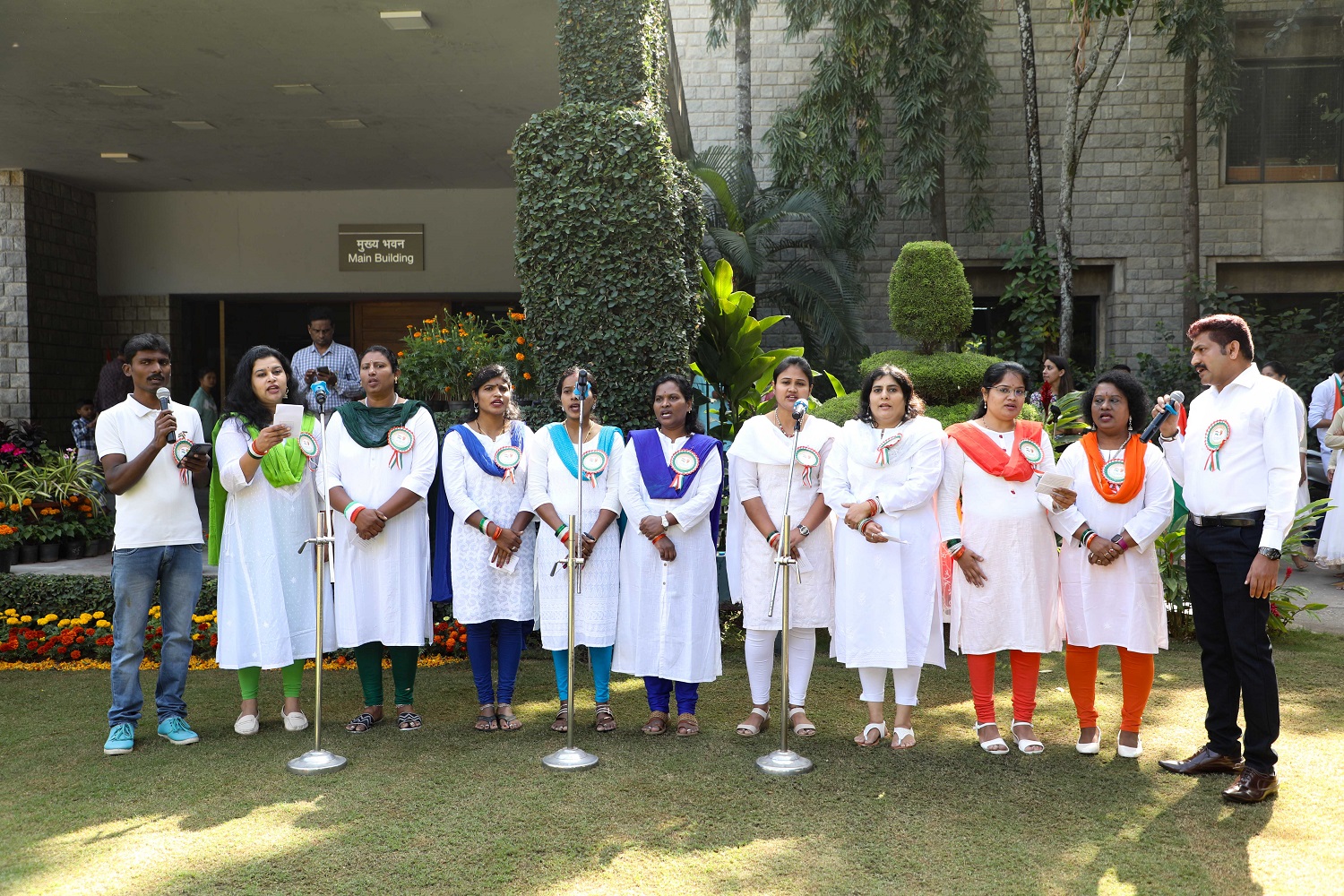 Staffs of IIMB sing a patriotic song on the Republic Day celebration.