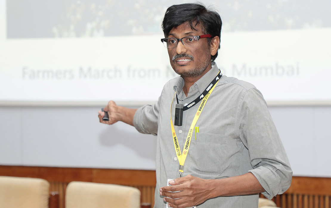 Dr. G. V. Ramanjaneyulu, Executive Director, Centre for Sustainable Agriculture, speaks at Drishti 2019. 