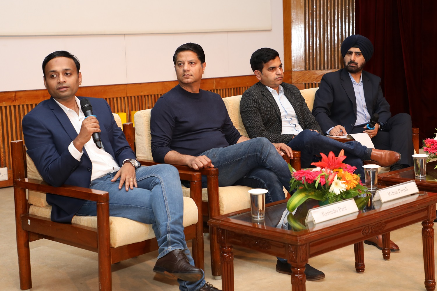 Ravindra Patil, Group Leader, Philips; Rohan Parikh, Head of Sustainability, nurture.farm; Chethan Seegehalli, Head of Digitalization, Siemens; Karan Singh, at the panel discussion on Sustainability in Tech.