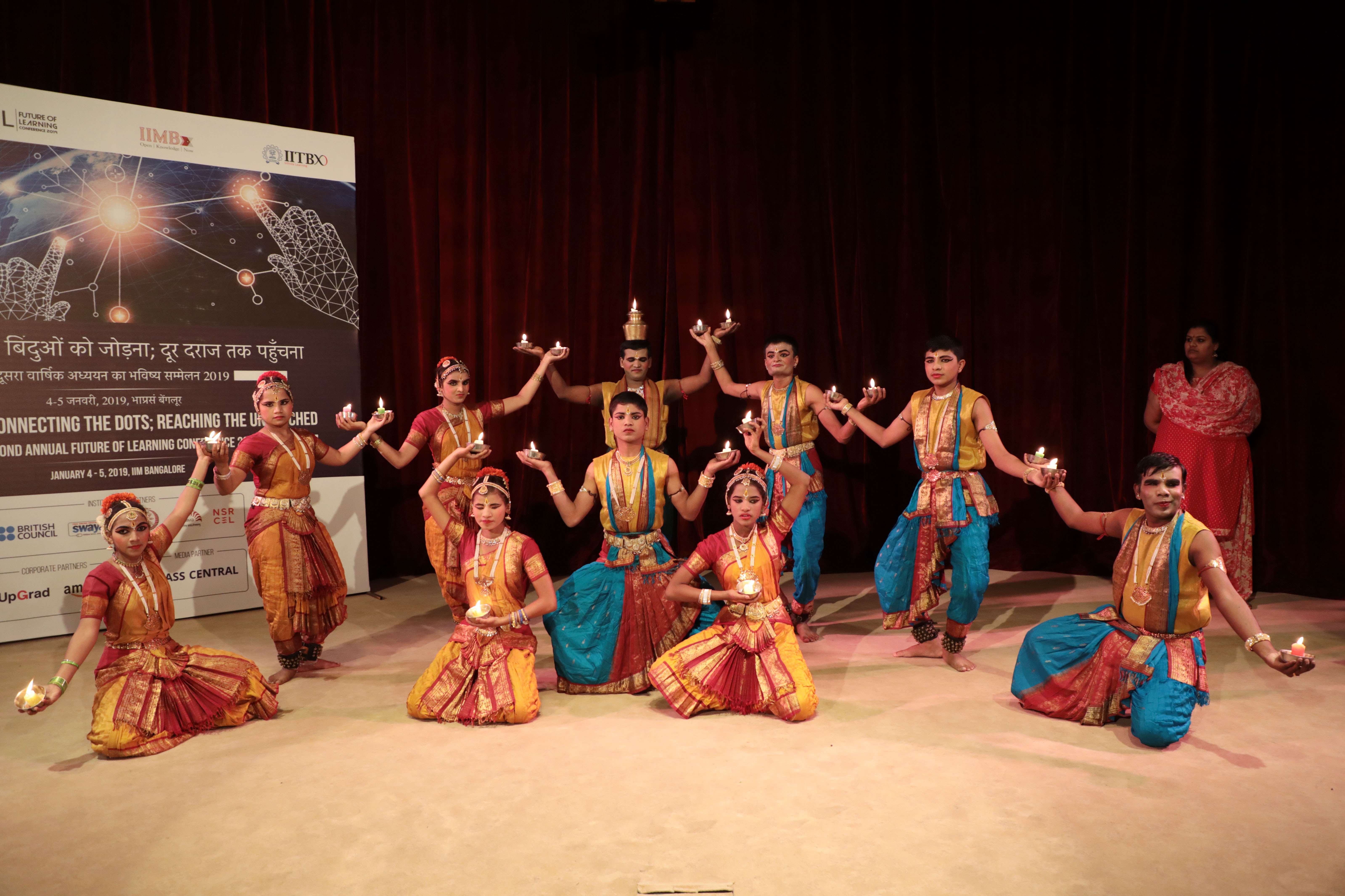 Day One of the FoL Conference draws to a close with a classical dance performance by students of the Ramana Maharishi Academy for the Blind.