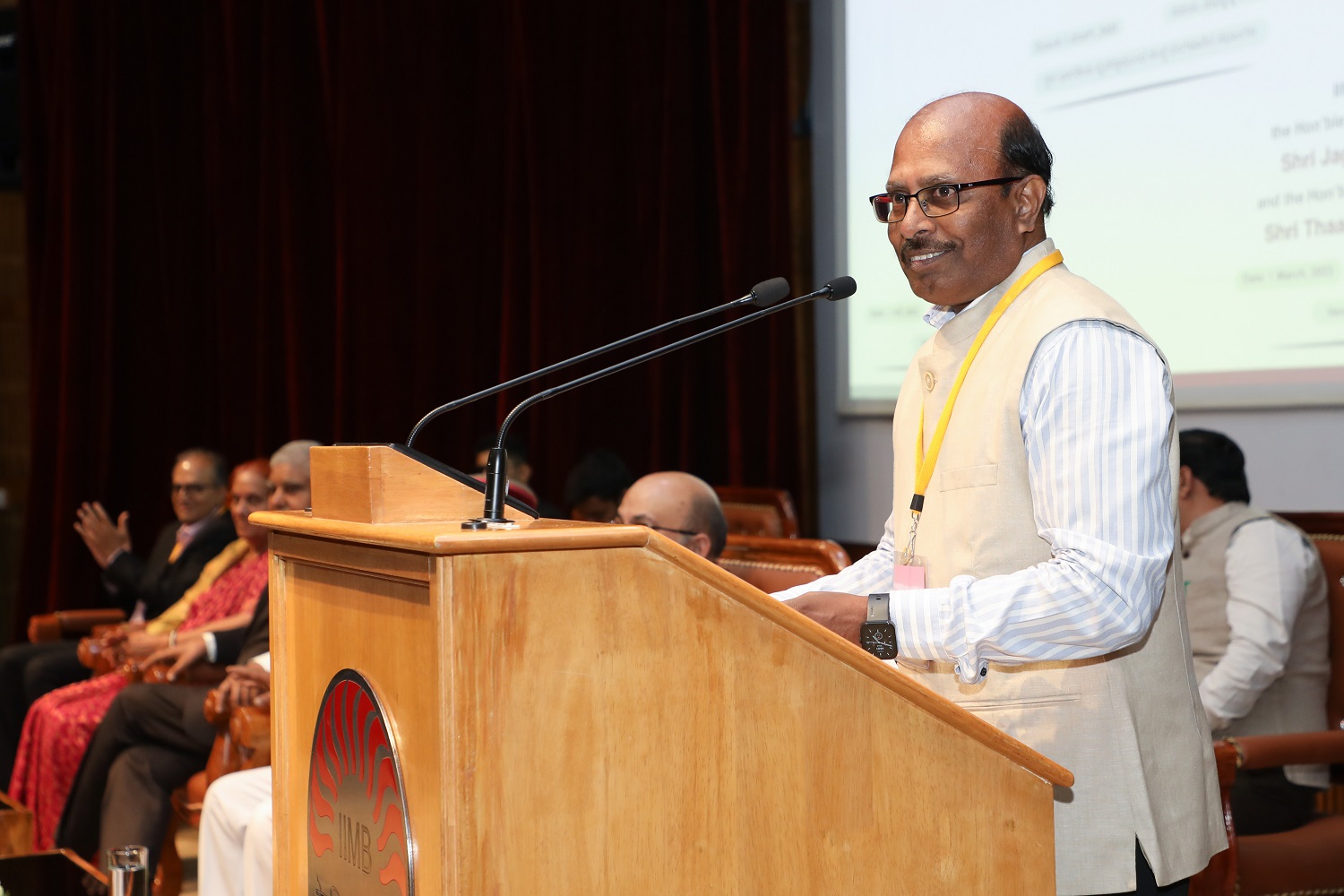 Col (Retd) S.D. Aravendan, Chief Administrative Officer, IIMB, proposes the vote of thanks at the inauguration of MDC Block on IIMB’s second campus on 1st March 2023.