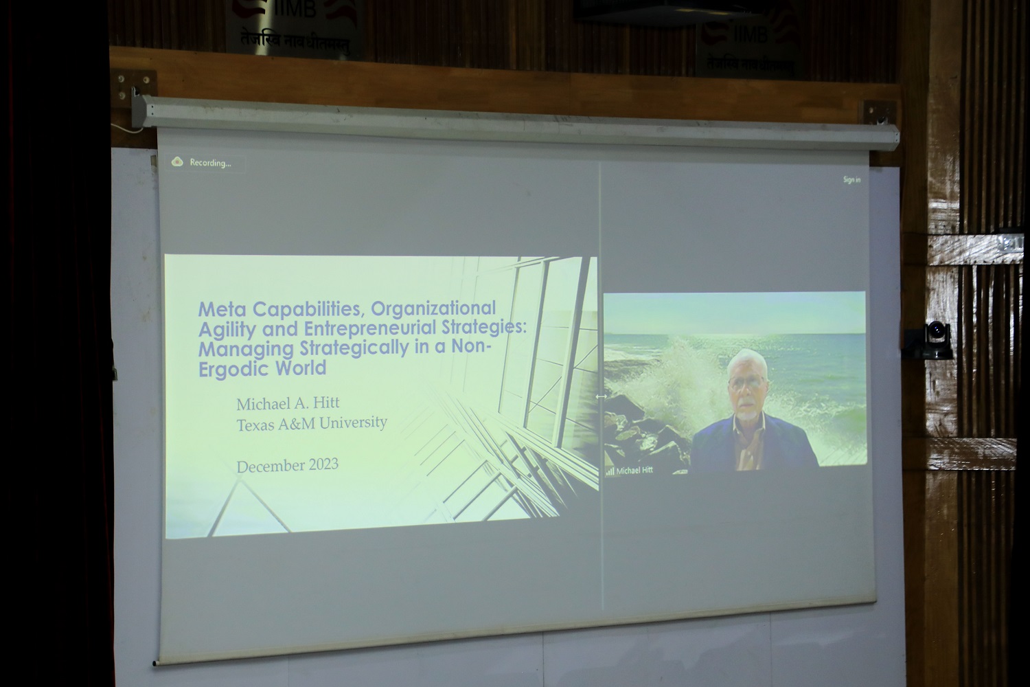 Prof. Michael Hitt, Professor, Texas A&M University, delivers the inaugural address (online).