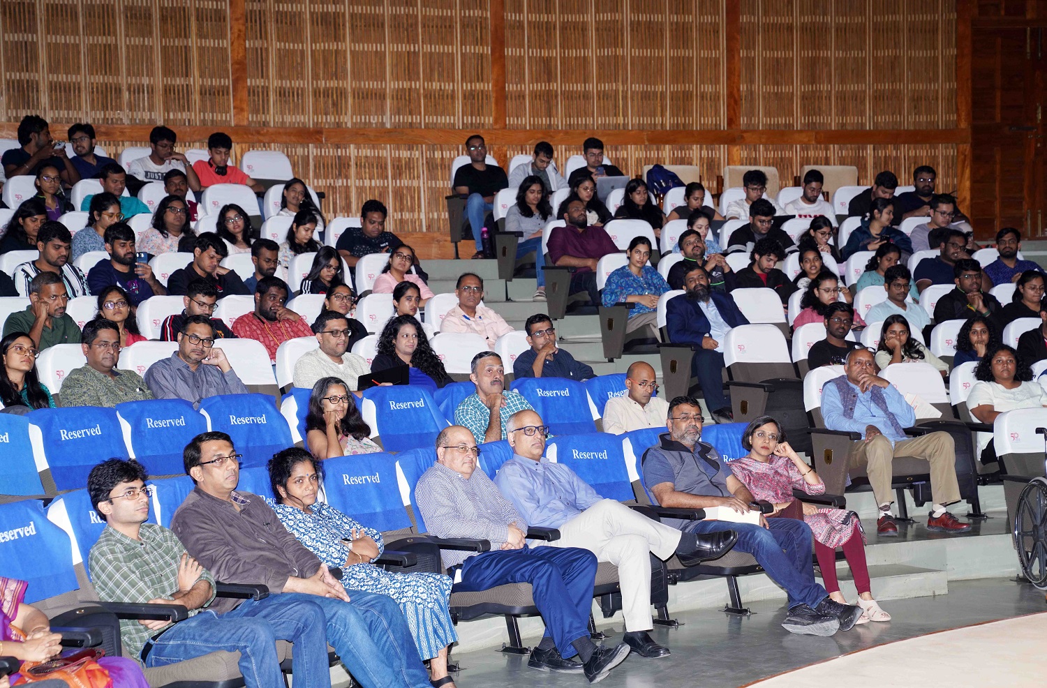 A snapshot of the audience during the talk, including Prof. Rishikesha T Krishnan, Director, IIM Bangalore, as well as Prof. Allen P Ugargol and Prof. Soham Sahoo of the Public Policy area of IIM Bangalore, seated in the front row.  