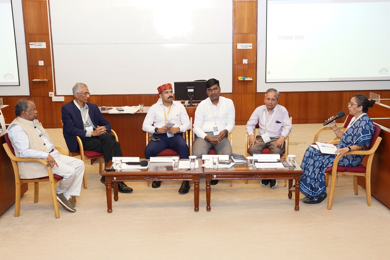 (L-R): Prof. Gopal Naik, Chairperson, Senior Fellow and Jal Jeevan Mission Chair Professor at the Centre for Public Policy, IIMB; Parameswaran Iyer, Executive Director, World Bank; Arun Kumar Kembhavi, Director, Department of Drinking Water and Sanitation, GoI; Jafar Shareef Sutar, Deputy Secretary, RDWSD, Government of Karnataka; Manish Wasuja, Water, Sanitation and Hygiene Specialist, UNICEF, and Madhavi Purohit, Senior Manager - Programs, Arghyam, during the panel discussion on ‘Making Operation & Maintenance of the Jal Jeevan Mission Schemes Sustainable’ at the Conference on Public Policy & Management hosted by the Centre for Public Policy, on 21 August 2025.