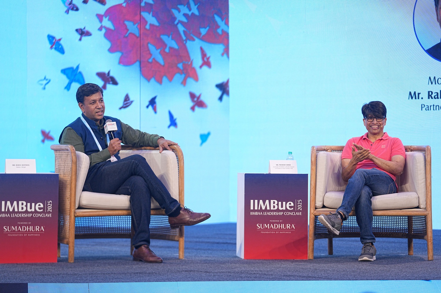 (L–R) Rahul Matthan, Partner at Trilegal, and Dr. Pramod Varma, Co-Chair at the Centre for DPI and CTO, EkStep, spoke on ‘Digital Public Infrastructure and India’s Global Blueprint’ on Day 2 of IIM Bangalore Alumni Association’s leadership summit, IIMBue 2025, on 3rd August 2025.