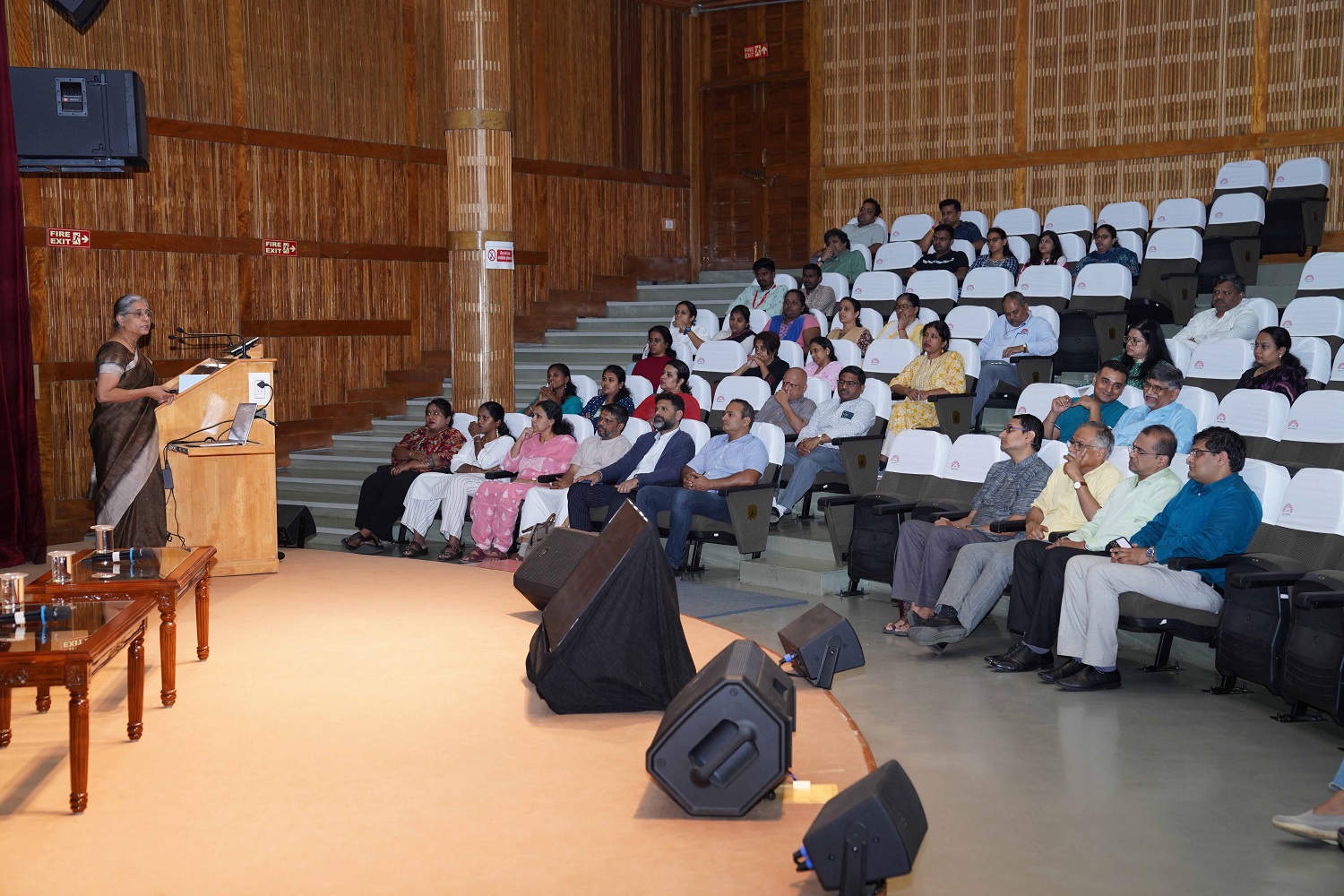 Prof. M Jayadev, Dean, Administration; Chairperson, Centre for Capital Markets & Risk Management, and faculty of the Finance & Accounting area, Dr. Ravikumar KR, Senior Resident Medical Officer, Health Centre and Arvind Soundarajan, Senior Manager, Human Resources, were among those present during the lecture. 