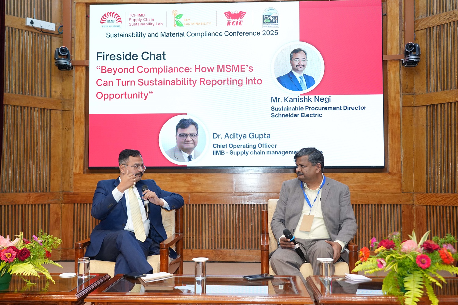 Dr. Aditya Gupta, COO, SCMC, moderated the fireside chat ‘Beyond Compliance: How MSMEs Can Turn Sustainability Reporting into Opportunity’, with Kanishk Negi, Director of Sustainable Procurement, Schneider Electric. 