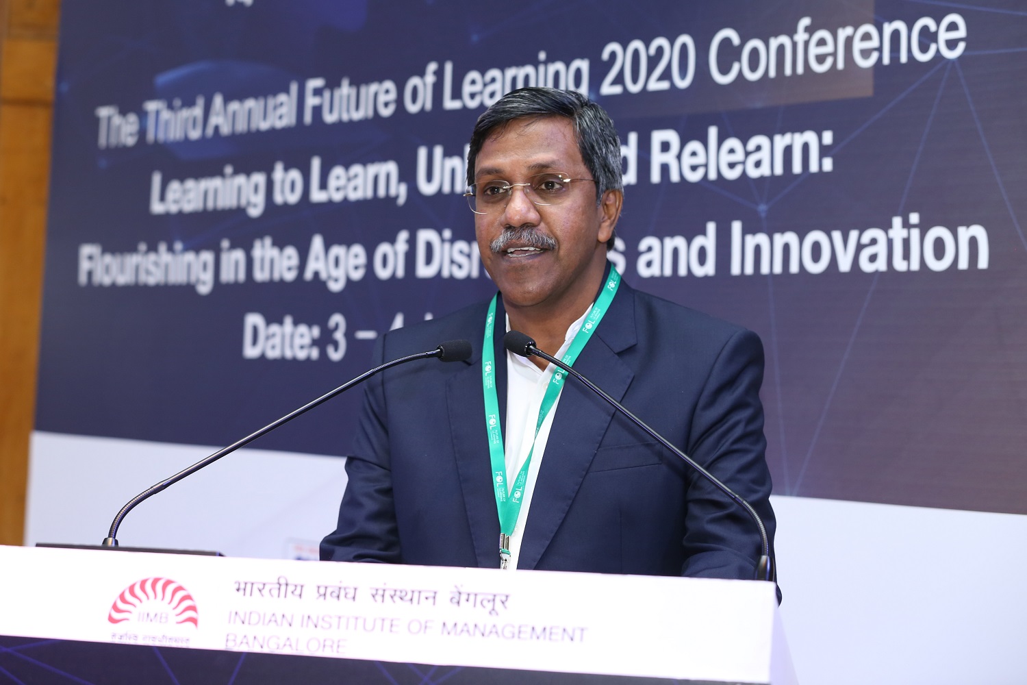Professor P D Jose, Chair, Digital Learning at IIM Bangalore, welcomes delegates to the Future of Learning Conference, co-hosted by IIMB and IIT-Bombay, at IIMB, on January 04, 2020.