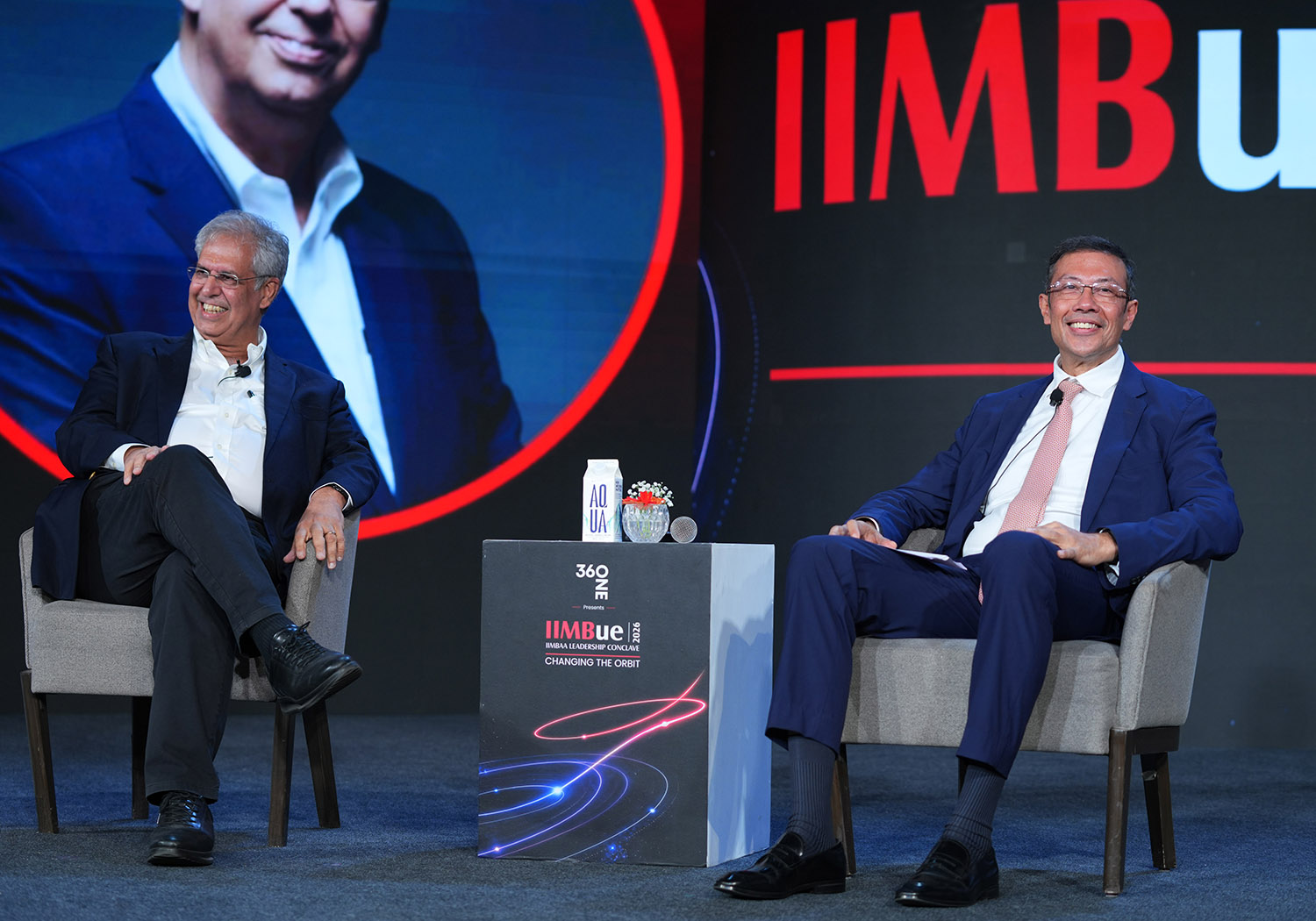 (L-R) Mr. Noel N. Tata, Chairman, Tata Trusts, shares hard-earned industry insights on leadership, enterprise and institution-building during the fireside chat ‘From Enterprise to Institution Building: The Tata Philosophy in a Changing India’ moderated by PGP '94 Sonjoy Chatterjee, Chairman and CEO, Goldman Sachs India Securities Pvt. Ltd., and Member, Board of Governors, IIMB.