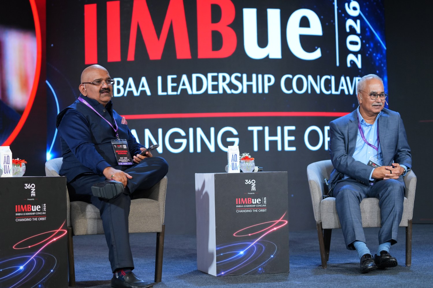 (L-R) PGP '88 Devendra Surana, Managing Director, Bhagyanagar India Ltd., in conversation with G V Prasad, Co-Chairman & MD, Dr. Reddy's Laboratories Ltd., during the fireside chat ‘From Molecules to Markets: Scaling Healthcare Across Borders’, exploring the principles behind building enduring companies.