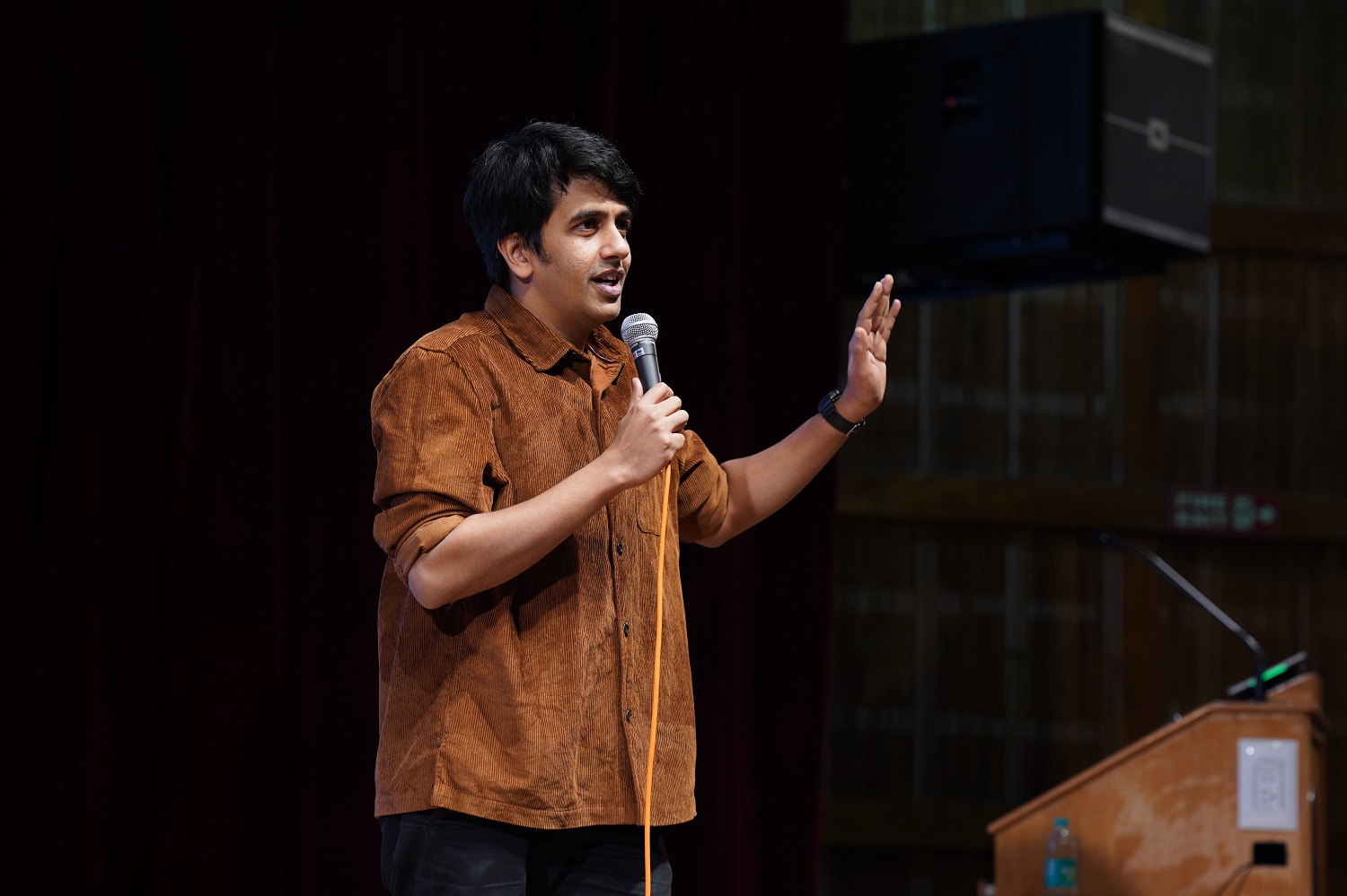 Stand-up artist Gautham Govindan delivered the opening act of the cultural segment of Samvay.