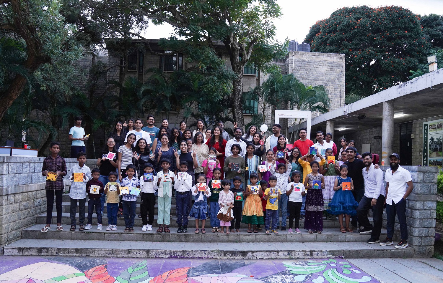 Students’ Affairs Council members, faculty, and the children of non-staff members celebrate Guru Nanak Jayanti at IIM Bangalore through art and community events.