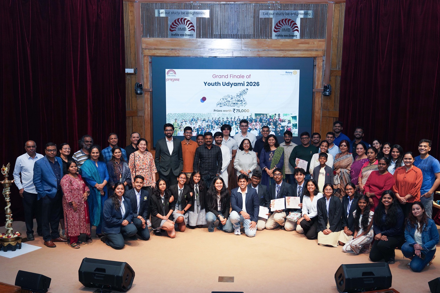 A group picture from the Youth Udyami 2026 Grand Finale under Prayaas, the student-led initiative of EPGP students at IIM Bangalore.
