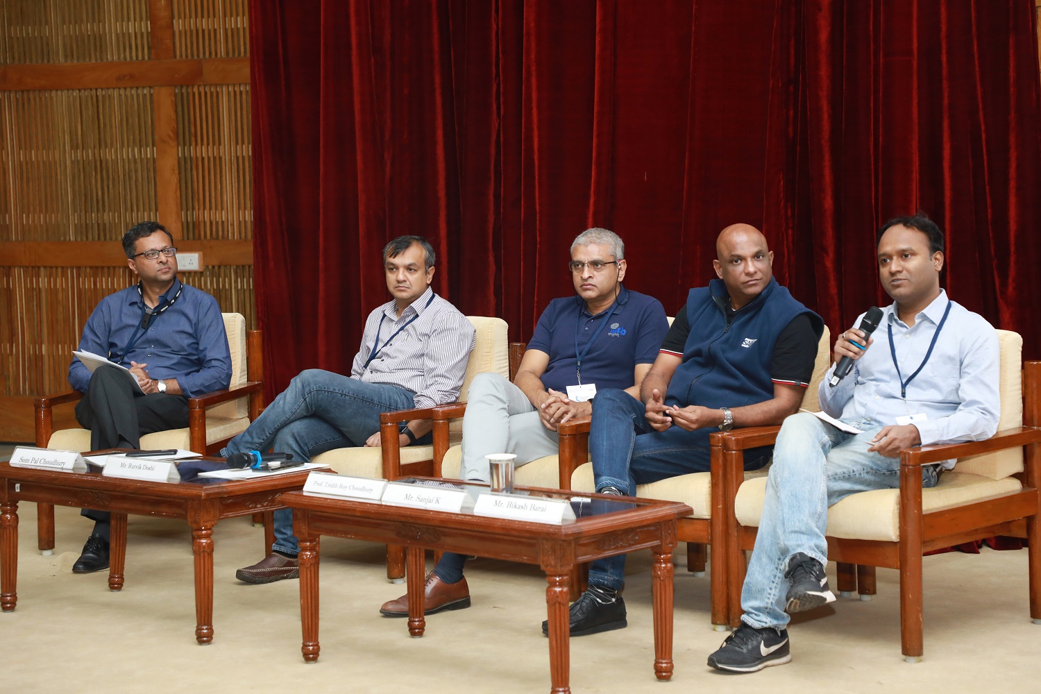 (L-R) Somshubhro (Som) Pal Choudhury, Partner, Bharat Innovation Fund; Rutvik Doshi, Managing Director at Inventus Capital Partners; Prof. Tridib Roy Choudhury, Chief Program Officer, MINRO, IIIT Bangalore; Sanjai K, VP, SAP Labs India, and Bikash Barai, Co-Founder, FireCompass, at the panel discussion on ‘Start-up and Growth Perspective of Product Management’.
