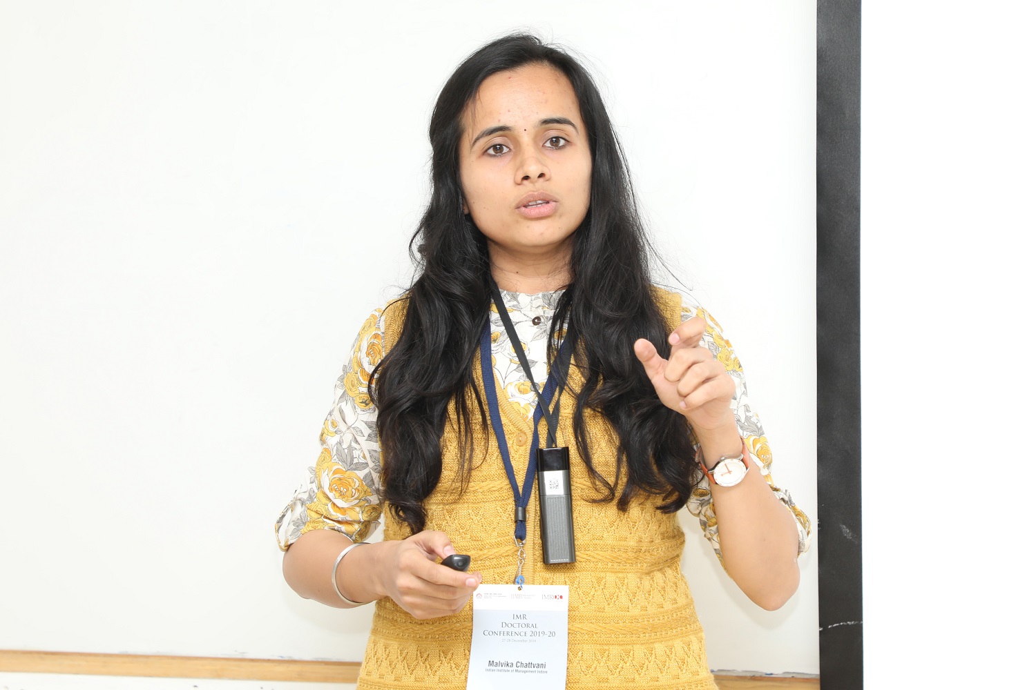 Malvika Chattvani, IIM Indore, presents her paper titled, ‘The Role of Individual, State and Societal Factors in Financial Market Participation: Evidence from India’, at the conference.