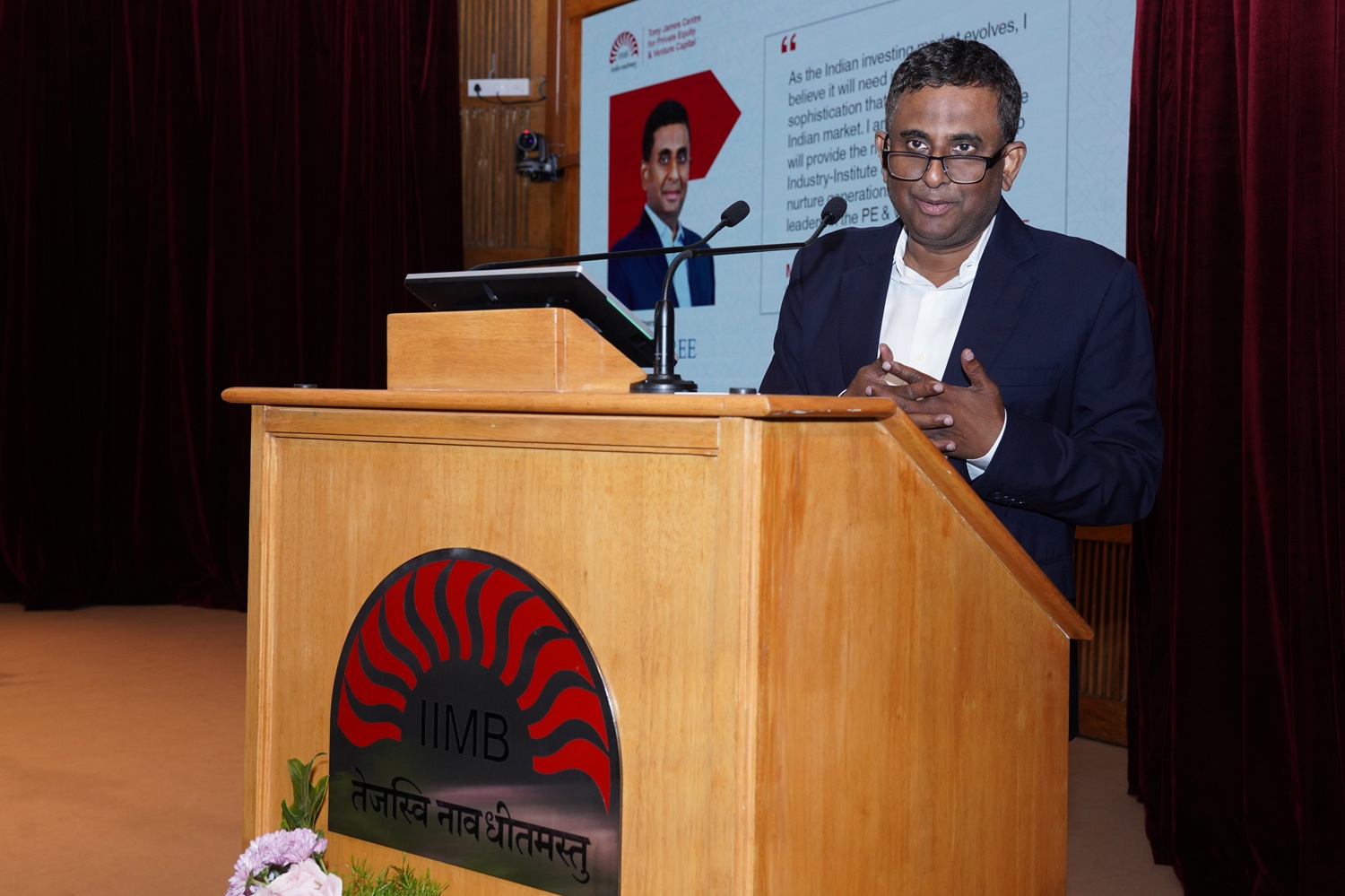 PGP 1994 alumnus and Centre benefactor Mr. Mathew Cyriac, Executive Chairman, Florintree Advisors Private Limited, spoke of the genesis of the idea for the Centre.