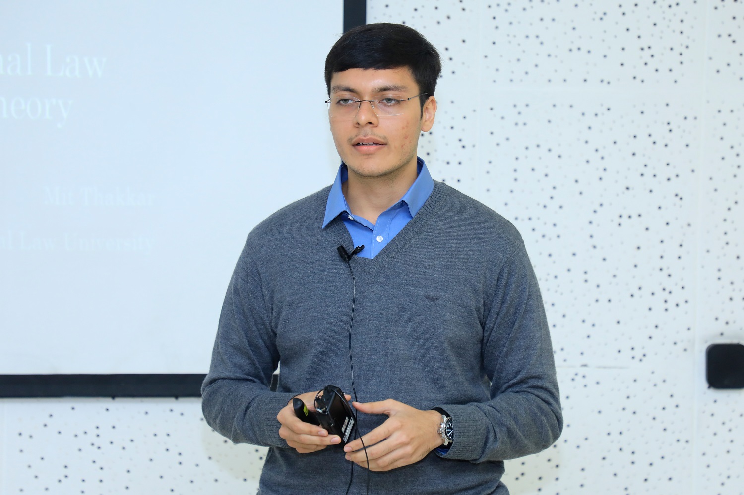 Mit Thakkar, GNLU, Gandhinagar, speaks on 'Why are Crimes against Women increasing in India? An Economic Analysis of Criminal Law and Application of the Nudge Theory' at the presentation on Gender and Crime.
