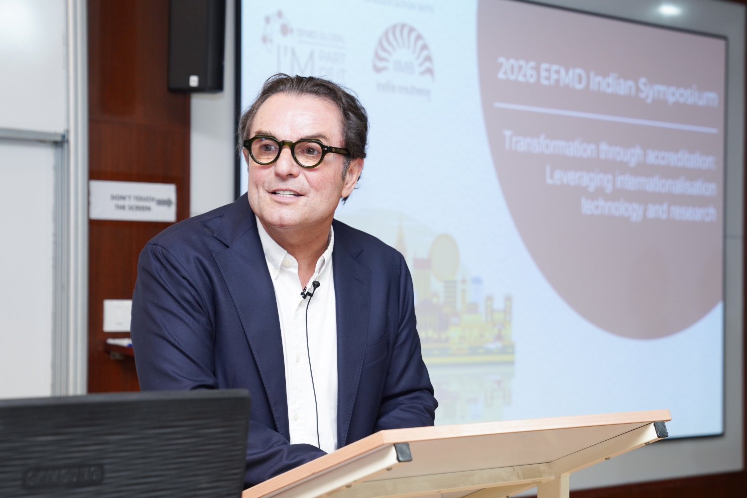 Eric Cornuel, President, EFMD Global, delivers the opening address, emphasizing global collaboration and shared values in management education.