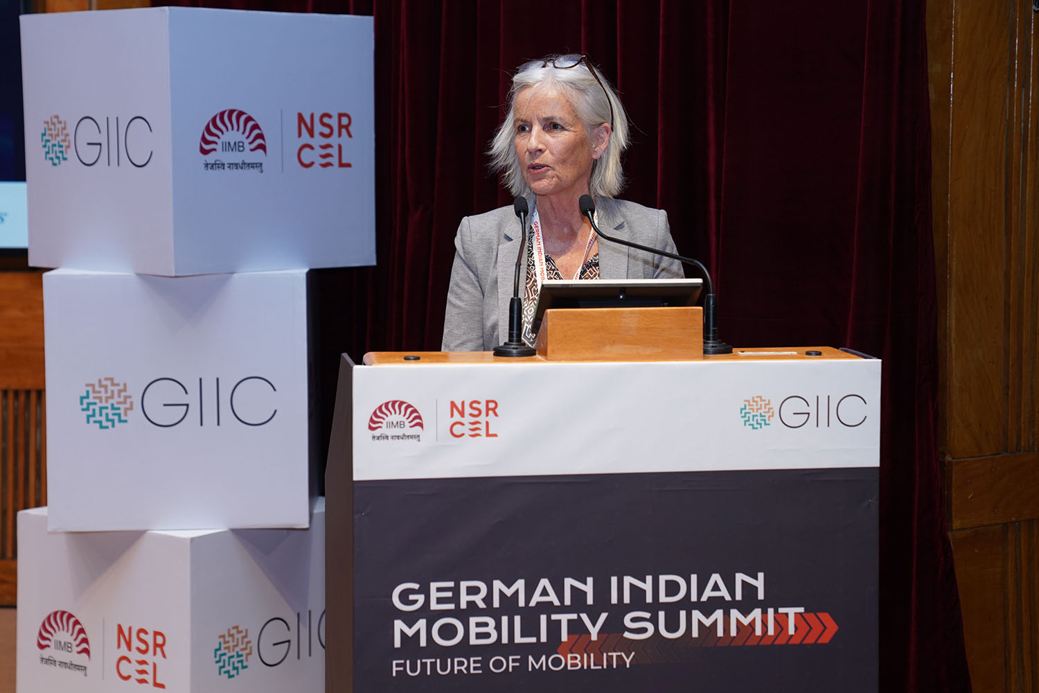 Cornelia Stolzenberg, Head of Project, EASE, GIZ, during the German Indian Mobility Summit 2026 at IIM Bangalore.