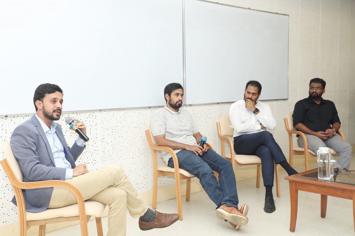 Vijay Nadiminti, CEO, AgHub moderated the panel discussion on ‘Data Analytics helping improve Farmer experience’ as part of Go Agri organised by NSRCEL on July 20, 2022. (L-R) Vijay Nadiminti; Sagar Satya, Senior Analyst, Omnivore; Kanishka Chatterjee, Social Innovation, The/Nudge Prize and Atthri Anand, CEO & Co-founder, Deep Flow Technologies.