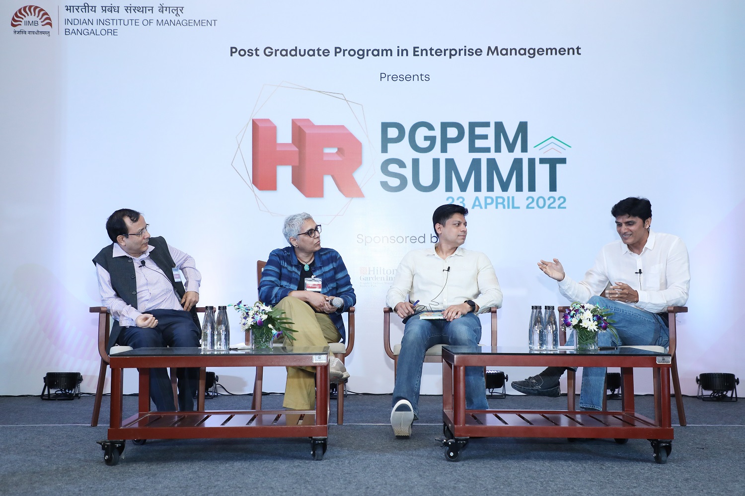 Satish Venkatachaliah, Head - India Hub Operations & Innovation, H&M Group, speaks at the panel discussion on ‘Brittle, Anxious, Non-linear, Incomprehensible - an insight into next ten years of HR’ at the HR Summit. (L-R) Dr. Gopal Mahapatra, faculty from the Organizational Behavior & Human Resources Management area, IIMB; Sunitha Lal, CHRO - Ather; and Govindraj MK, VP-HR, Flipkart and Satish Venkatachaliah.