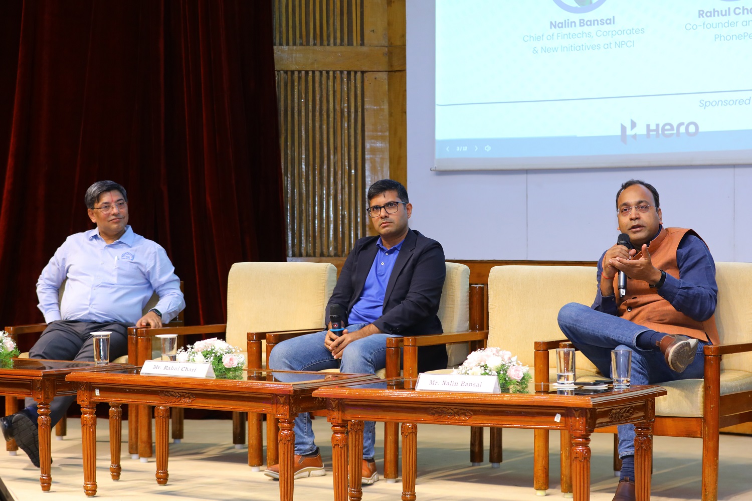 Prof. R Srinivasan, Faculty from the Strategy area, IIMB, moderated the panel discussion on "Unveiling UPI 2.0: Embracing Interoperability and Global Outreach". (L-R) Prof. R Srinivasan; Rahul Chari, Co-founder and CTO, PhonePe and Nalin Bansaln, Chief of Fintechs, Corporates and New Initiatives at NPCI.